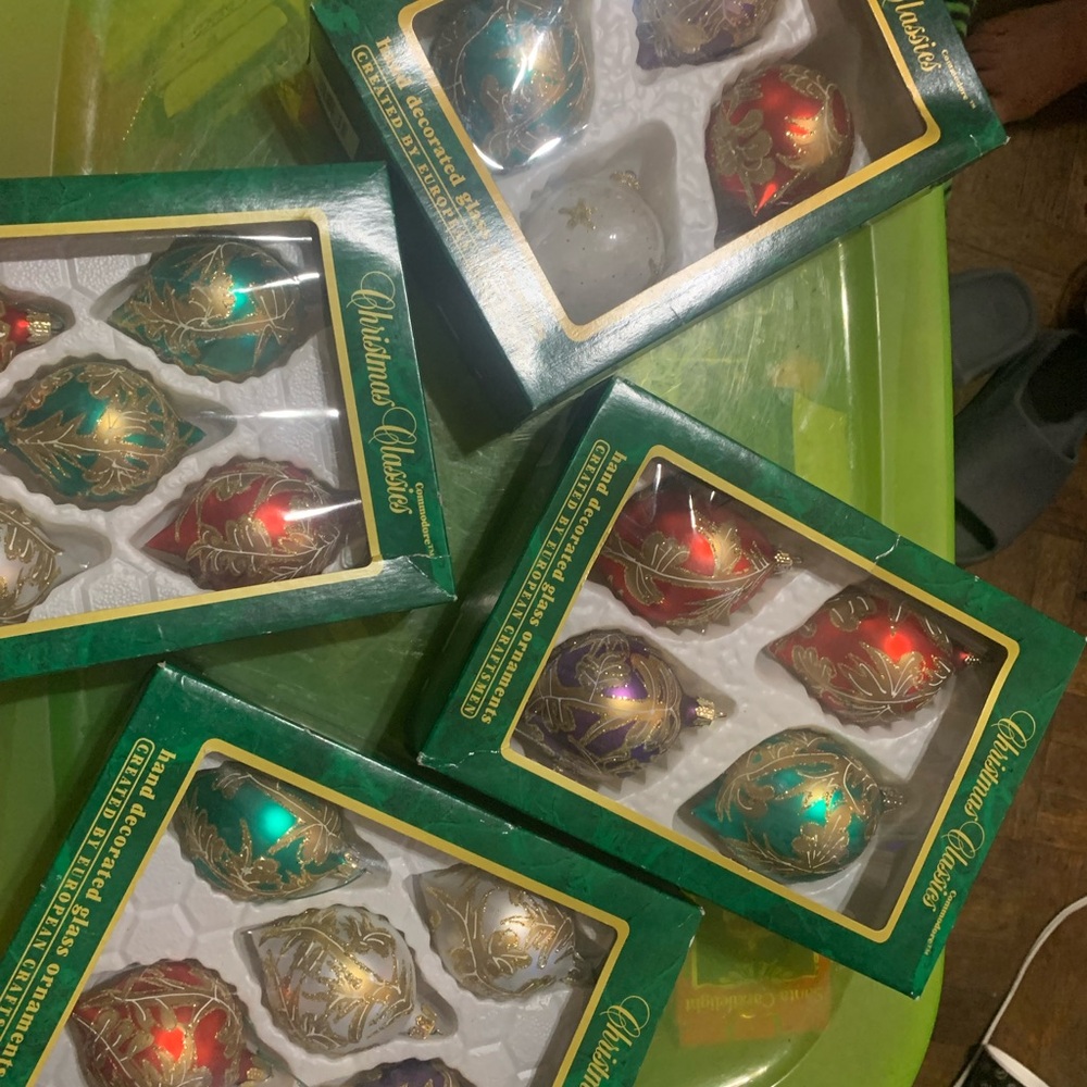 Vtg Christmas Ornaments Glass Commodore Corp Made In Romania Lot Of 18